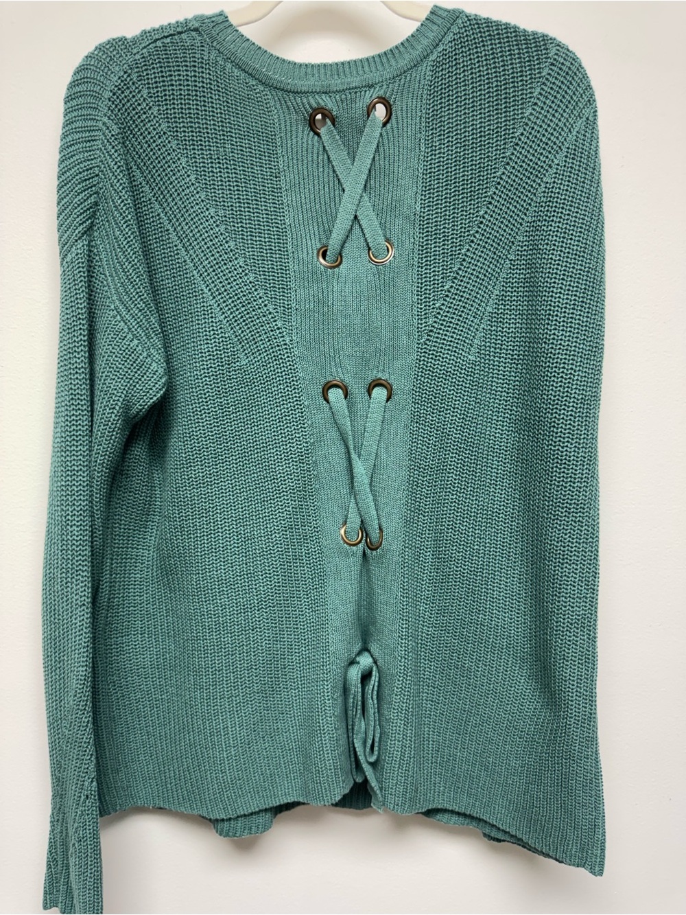 Lucky Brand Teal Crewneck cotton Knit Sweater Size large NWOT